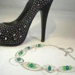 Fancy Hoop And Loop Green Necklace With Green..