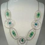 Fancy Hoop And Loop Green Necklace With Green..